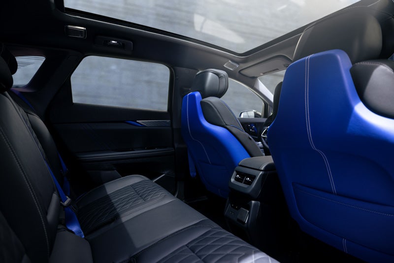 Back Seat View of the 2026 OPTIQ-V Blue Front Seats, Sun Roof, and Interior | Taylor Motors in Redding CA